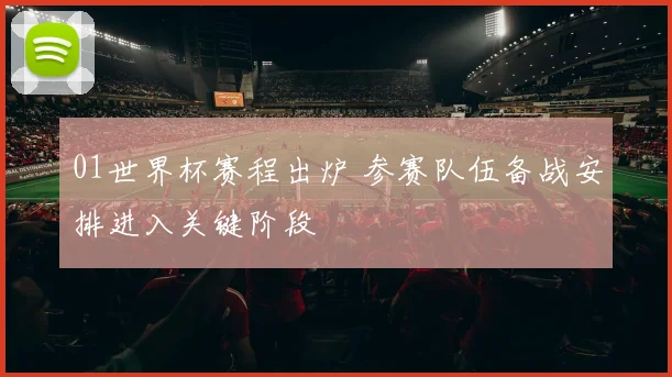 01世界杯赛程出炉 参赛队伍备战安排进入关键阶段